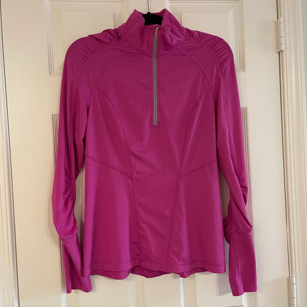ZELLA 1/2 ZIP GATHERED HOT PINK TOP LADIES SIZE SMALL